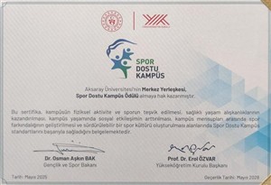 ASÜ’ye Spor Dostu Kampüs Ödülü: Sağlıklı Yaşam ve Erişilebilirlikte Örnek Uygulamalar